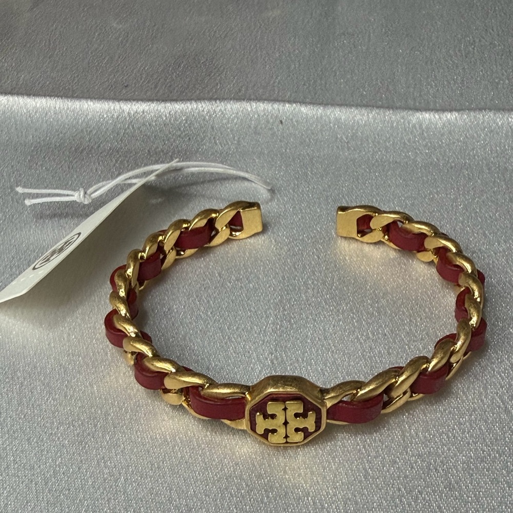 Tory Burch red and gold cuff bracelet new